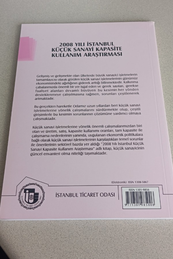 2008 YILI İSTANBUL KÜÇÜK SANAYI KAPASITE KULLANIM ARAŞTIRMASI