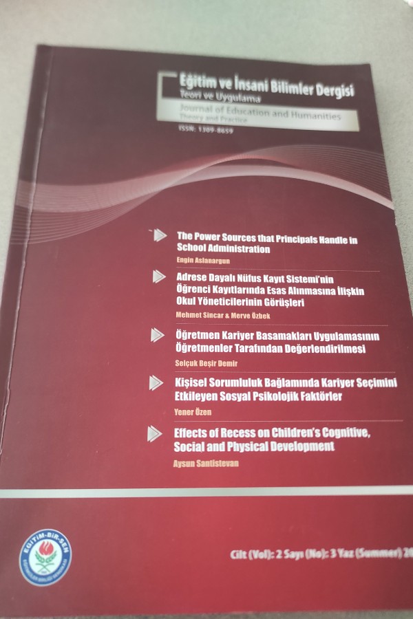 EĞITIM VE İNSANI BILIMLER DERGISI