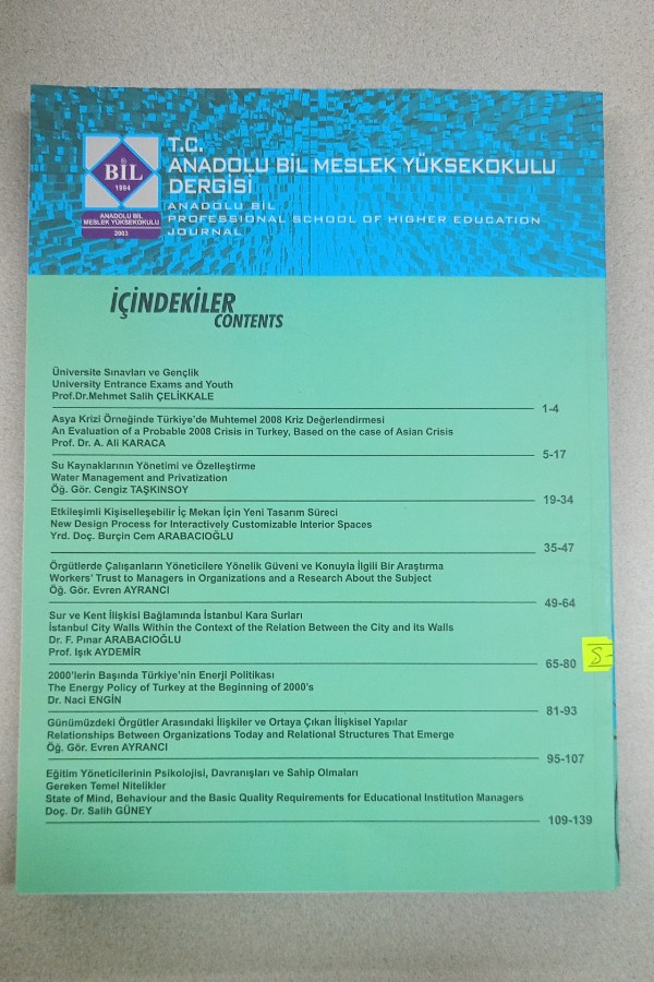 T. C. ANADOLU BIL MESLEK YÜKSEKOKULU DERGISI