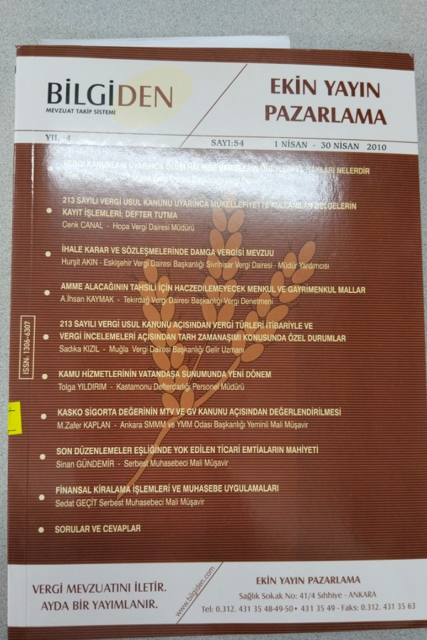 BILGIDEN MEVZUAT TAKIP SISTEMI SAYI54 1-30 NISAN