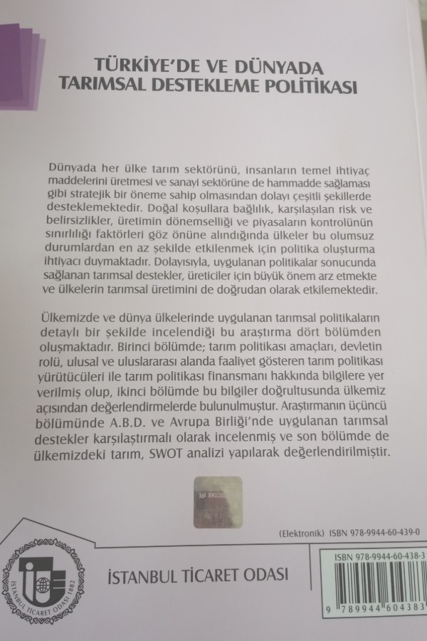 TÜRKIYE VE DÜNYADA TARIMSAL DESTEKLEME POLITIKASI